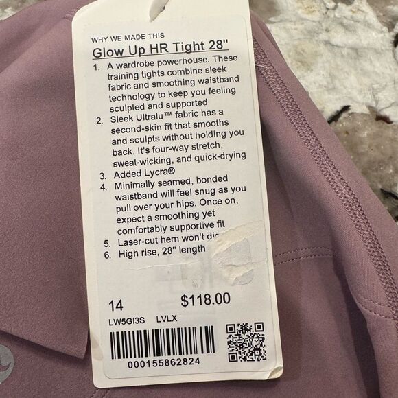 NWT New LULULEMON Glow Up Super HR High Rise Tight 28” Legging Lavender Lux 14 - Picture 6 of 6